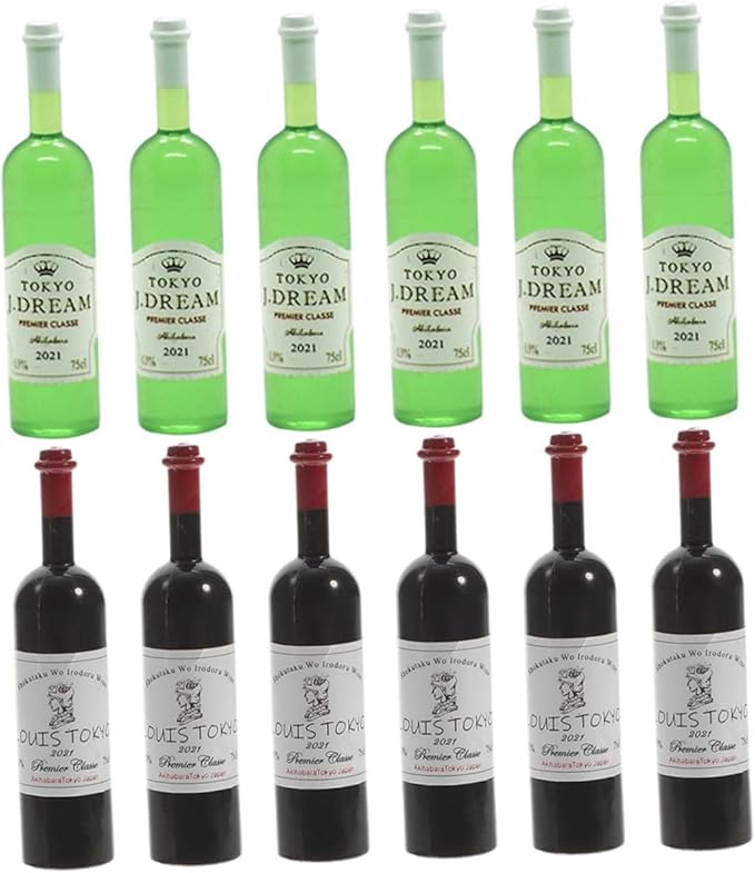 Toyvian 12pcs Miniature Wine Bottles Tiny House Decorations Realistic Mini Wine Bottles for Dollhouse Photography Props for Home Decor and Collectibles