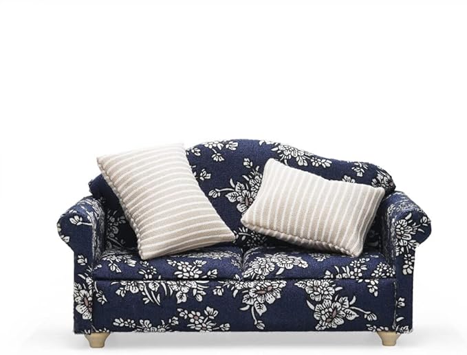 Odoria 1/12 Miniature Couch Sofa Dollhouse Furniture Accessories, Dark Blue