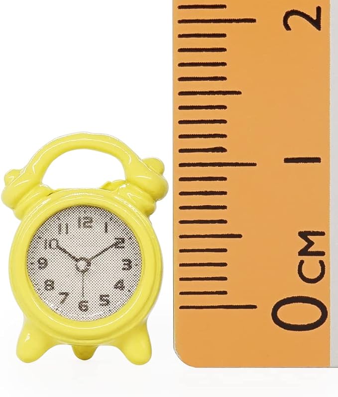 Odoria 1/12 Miniature Alarm Clock Dollhouse Decoration Accessories, Yellow
