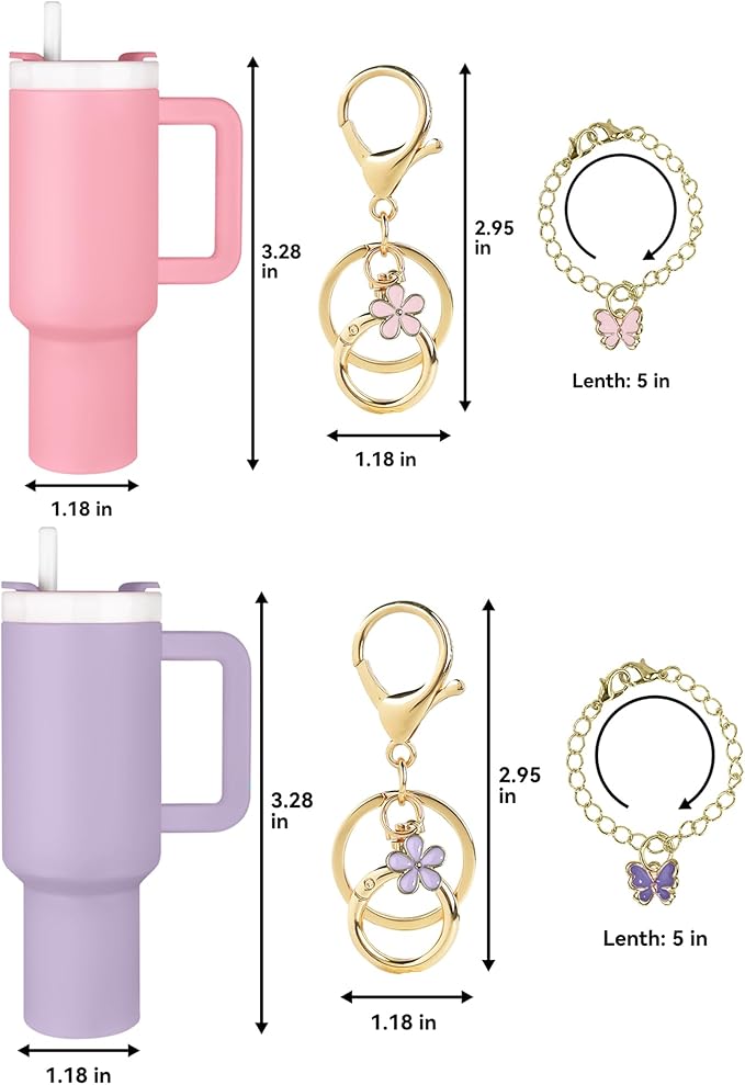 ERTUNA Mini Tumbler Keychain Accessories for Stanley Cup, 2 Way Cute Charms Chapstick Lip Balm Holder for Women Purse Handbag