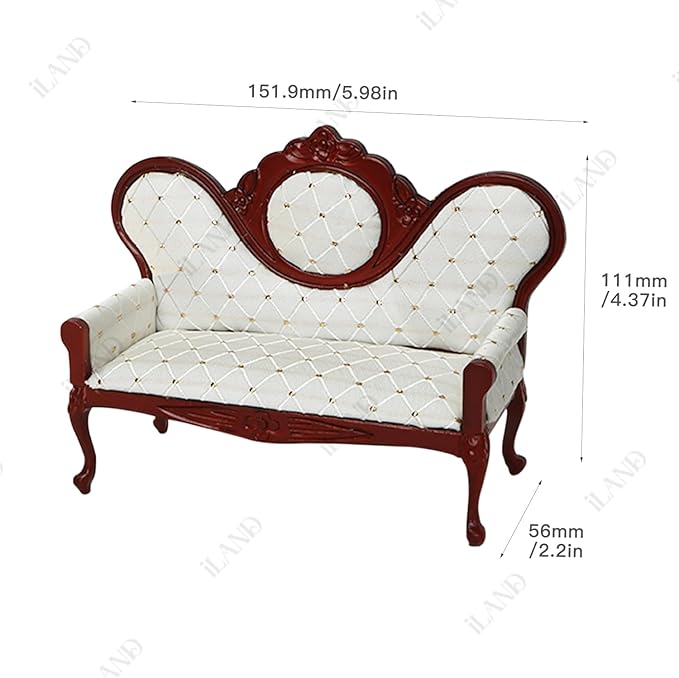 iLAND Victorian Dollhouse Furniture Set, Doll House Furniture and Accessories, Miniature Dollhouse Sofa with 1/12 Scale Accessories 8pcs, Mothers Gift, Wife Gift, Bookshelf Décor