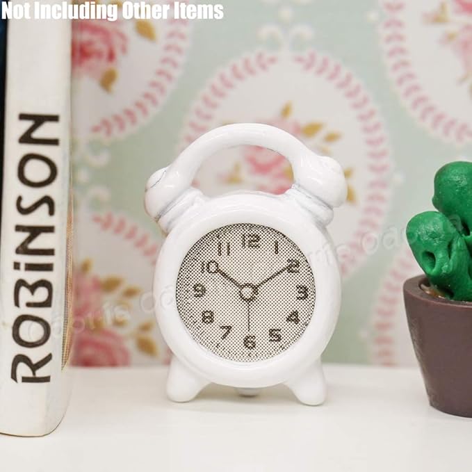 Odoria 1/12 Miniature Alarm Clock Dollhouse Decoration Accessories, White