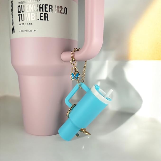 ERTUNA Mini Tumbler Keychain Accessories for Stanley Cup, 2 Way Cute Charms Chapstick Lip Balm Holder for Women Purse Handbag