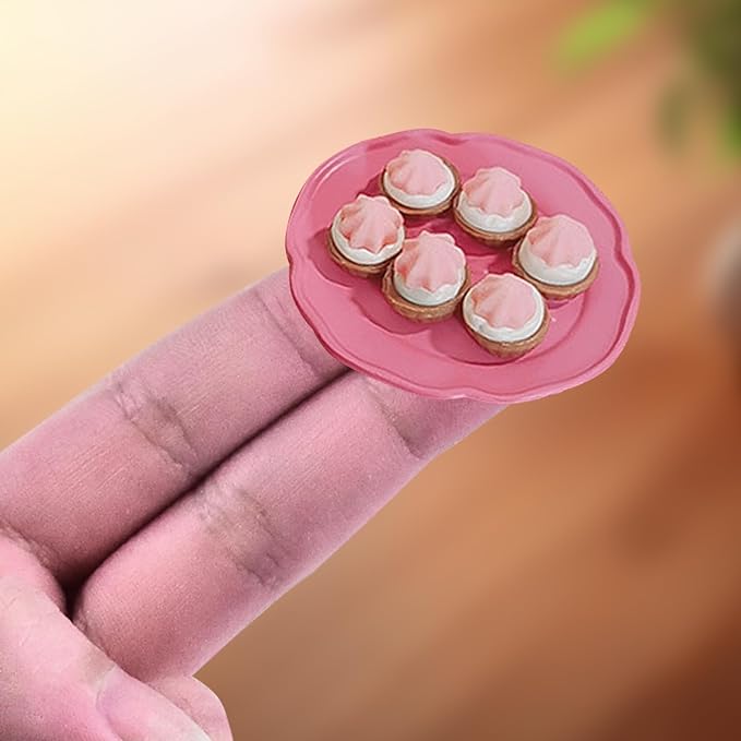 4Pcs Mini Dinner Plate Shape Resin Silicone Molds 3D Tiny Plate Epoxy Casting Molds for DIY Micro Resin Dollhouse Fairy Garden Kitchen Miniatures Landscape Decor