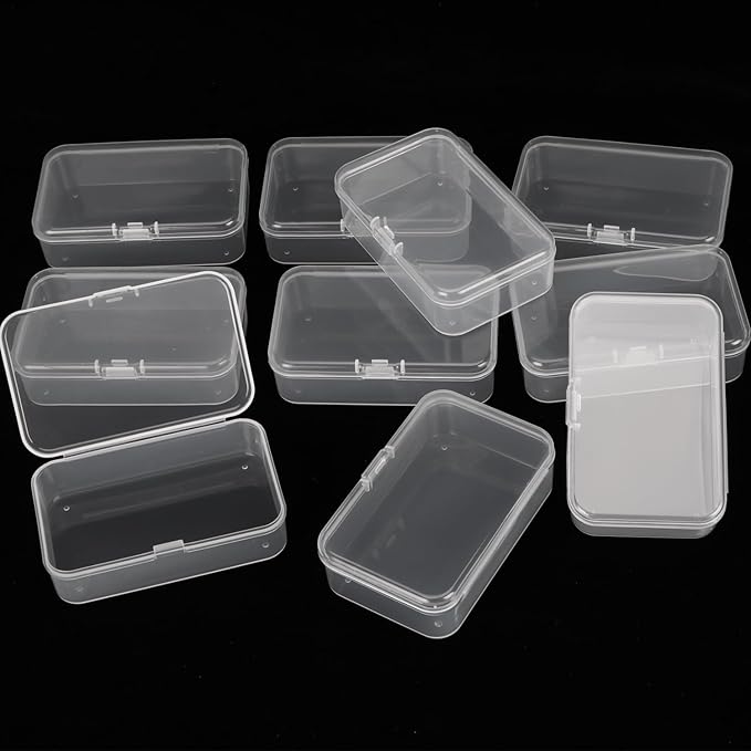 10PCS Small Clear Plastic Beads Storage Containers Box Transparent Boxes with Hinged Lid for Small Items, Jewellery, Crafts Accessories