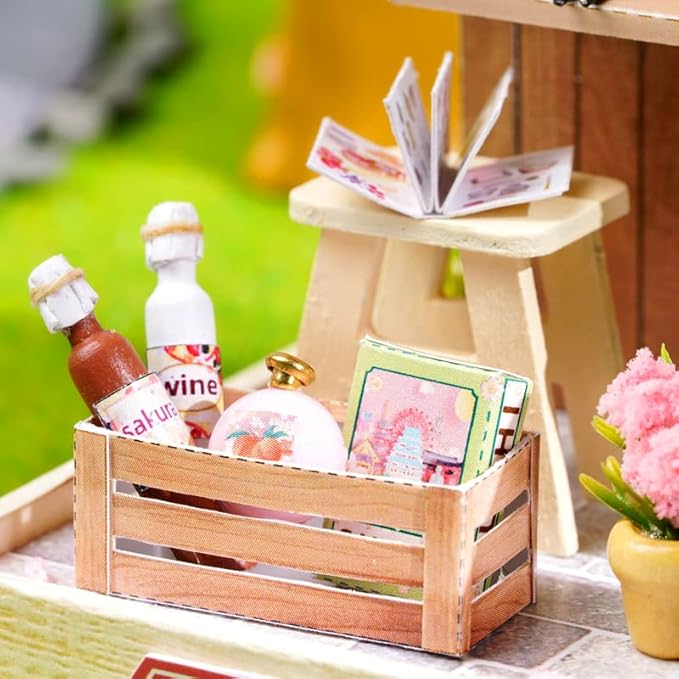 CRIOLPO DIY Miniature Doll House Kit with Furniture, DIY Doll House Miniature Wooden House Kit, Inventive Room, Wooden Dolls House, Ideal for Craft Enthusiasts - Sakura Noodle House