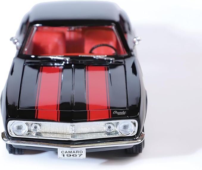 1967 Chevy Camaro Z28 Alloy Collector Model - 1:18 Scale Racing Legend Replica with Full Function Design - Iconic American Muscle Car Masterpiece - Collector's Display Set（Black）