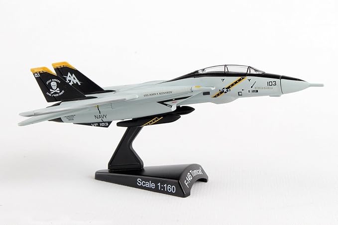 Daron F-14 Tomcat Jolly Rogers Die-Cast Model – 1:160 Scale Supersonic Fighter Jet Replica, VFA-103 Squadron, Highly Detailed, 4.75” Length x 2.875” Wingspan, Adult Collectible Ages 14+