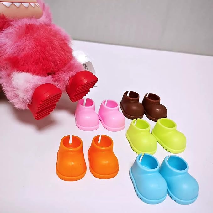 sunla 10 Pairs Doll Shoes for 17cm Dolls, Cute Mini Shoes Accessories for 17cm Dolls Sitting Standing Series, Silicone Doll Rain Shoes Boots