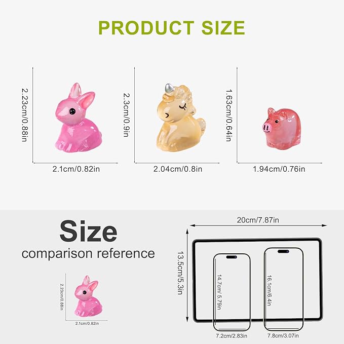 140Pcs Glow-in-The-Dark Mini Resin Animal Figurines Miniature Figures Glowing in The Dark Garden Accessories Aquarium Landscape Bonsai Ornaments