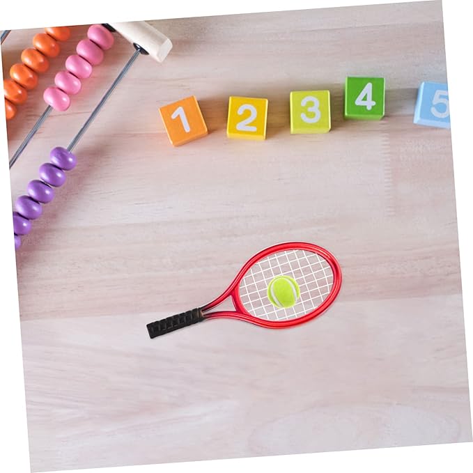 CIYODO 1set Miniature Tennis Racket and for Dollhouse Decor Realistic Mini Tennis Supply for Boys and Girls Creative Play for Miniature Sports Enthusiasts
