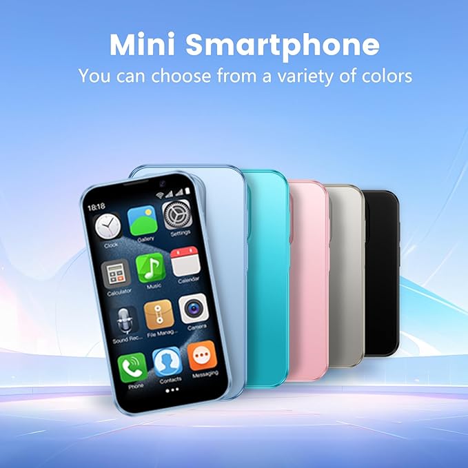 Leemoosa Mini Intelligent Unlocking Phone 3-inch high-Definition Touch Screen 3G Android Dual Card Dual Standby face ID Small Smartphone Suitable for Students and Children (2+16GB) (Gold)