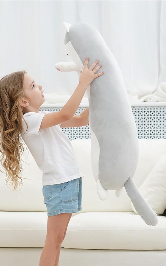 36" Cat Stuffed Animal, Soft Long Pillow Doll Cute Cartoon Kitten Plush Body Pillow Plushies Toy Gift for Kids, Girls, Birthdays, Valentine's, Christmas