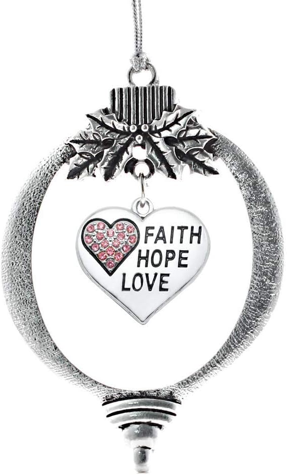 Inspired Silver - Faith Hope Love Heart - Silver Christmas Ornament - Unique Charm Christmas Tree Ornament - Holiday Hanging Decoration