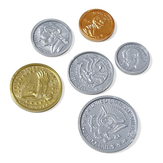 hand2mind Fake Money Coin Classroom Set, Detailed Fake Coins, Prop Money, Toy Money, Play Money for Kids, Realistic Money, Pretend Money for Kids Learning, Play Money Set, Plastic Coins (Set of 768)