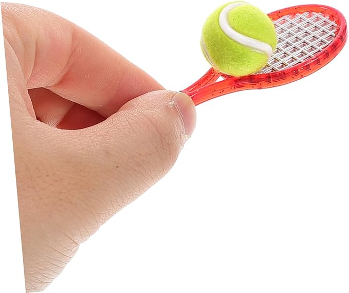 SUPVOX 6 Pcs Miniature Tennis Set, 1:12 Scale Dollhouse Sports Accessories with Rackets & Balls, Realistic Toy for Dolls, Room Decor, and Photography Props