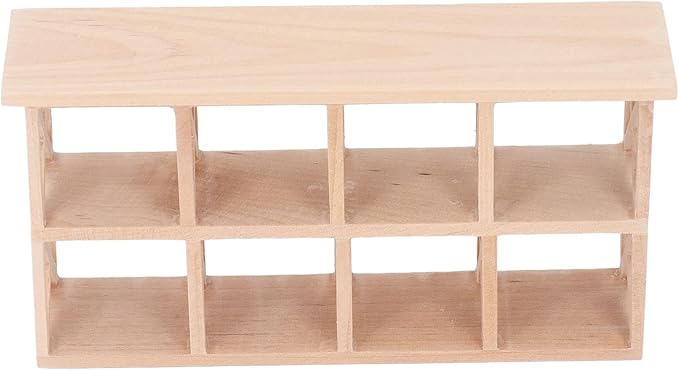 AMONIDA Dollhouse Mini Shelf Rack, 8 Grids Decorative 1: 12 Scale Furniture Plain Color Dollhouse Wood Storage Rack for Living Room