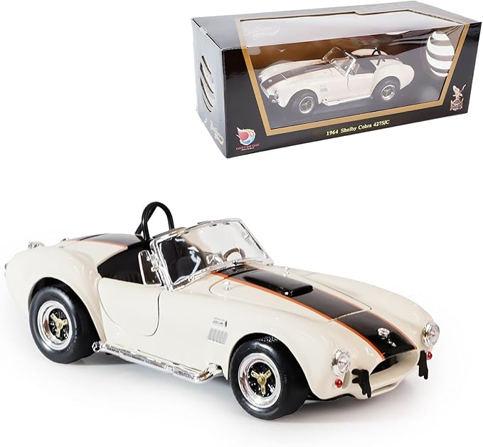 1964 Shelby Cobra 427S/C 1:18 Diecast - 7.0L V8 Semi-Competition | Opening Doors, Steering Linkage, Premium Gift Box | Ages 14+,White