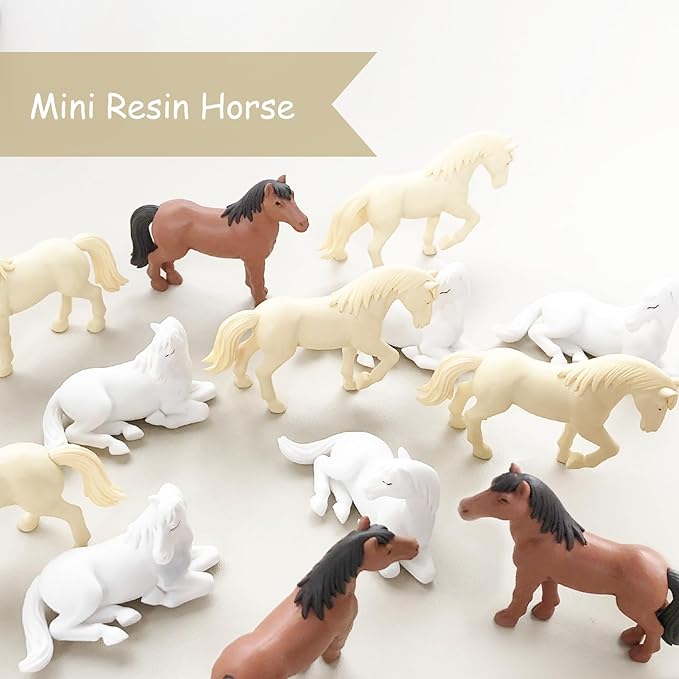 15 Pcs Mini Horses Figures Realistic Plastic Small Horse Figurines Bulk Bronco Toys Miniature Resin Animals Farm Pony Ornament, Party Favors, Hobby Horse Accessories