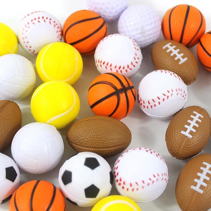 Fulanfudi 24 PCS Basketball Cupcake Toppers Foam Mini Soccer Stress Ball Soccer Ball Cupcake Picks Football Theme Cake Topper for Kids Stress Relief Relaxation Party Decoration School Carnival Reward…