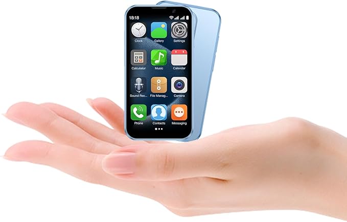 Leemoosa Mini Intelligent Unlocking Phone 3-inch high-Definition Touch Screen 3G Android Dual Card Dual Standby face ID Small Smartphone Suitable for Students and Children (2+16GB) (Blue)