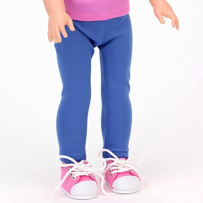 Sophia's Shoes Pack Set Includes Dressy Black Faux Patent Leather Flats and Pink Canvas Sneakers with Laces for 14.5" Dolls