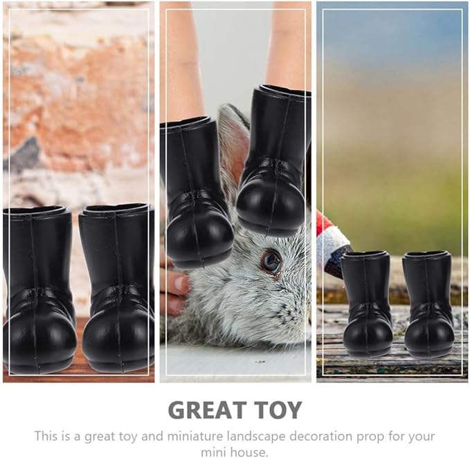 TOYANDONA Miniature Boots Miniature Toys 4 Pairs Mini Santa Claus Shoes Boots, Black Mini Christmas Santa for Crafts Christmas Decorations Kids Toys