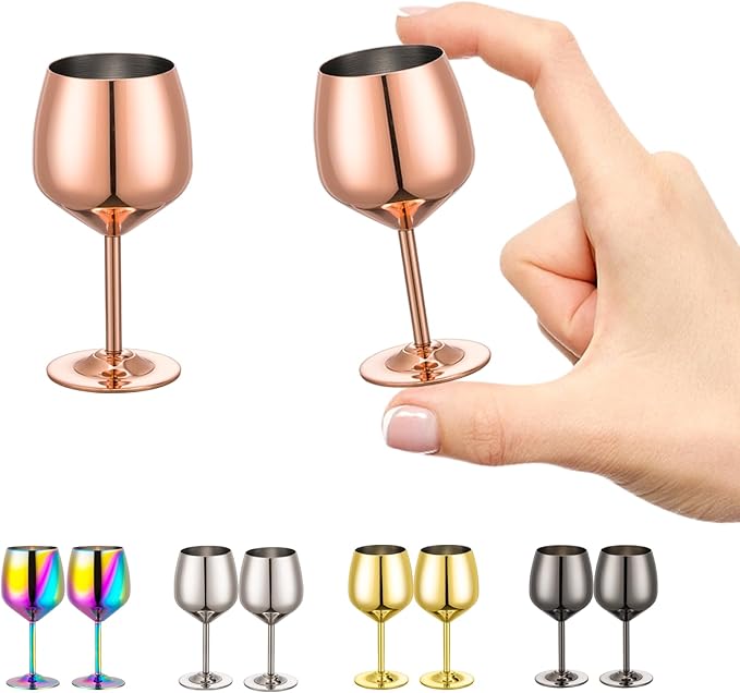 UNISWEET Shot Glasses, 2 oz Shot Glass Set, Stainless Steel Shot Glasses, Mini Wine Glass Perfect for Tasting Brandy,Suitable for family dinner party, party supplies, bar tools, gifts(set of 2)