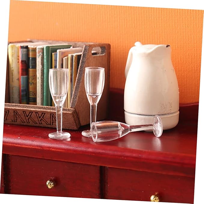 Kisangel 20pcs Miniature Cocktail Glasses Scale Dollhouse Accessories for Realistic Decoration Tiny Goblets for Miniature Decor