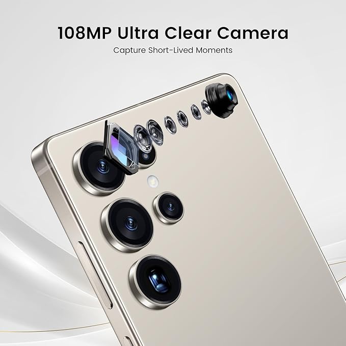 Bnjbmj I25 Ultra Flagship Killer Smartphone - Snapdragon 8 Gen 3, 16GB+512GB, Massive 6.99" FHD+ Display, 108MP+68MP Pro Cam, 7000mAh 2-Day Battery, Android 14, Includes Stylus Pen (Titanium Gray)