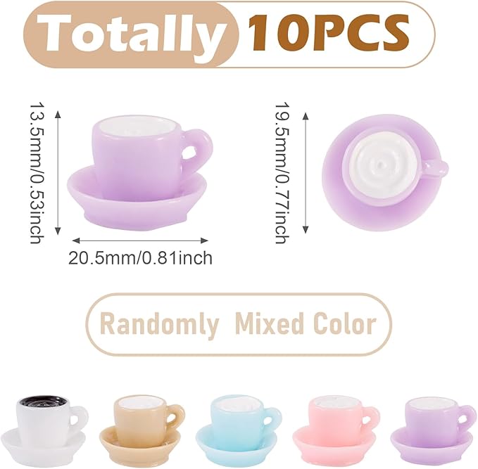 10Pcs Mini Coffee Mug Cup Decorations 3D Model Imitation Food Micro Landscape Home Dollhouse Accessories Fake Drink Cups Photography Prop Table Kitchen House Decor 13.5x20.5x19.5mm