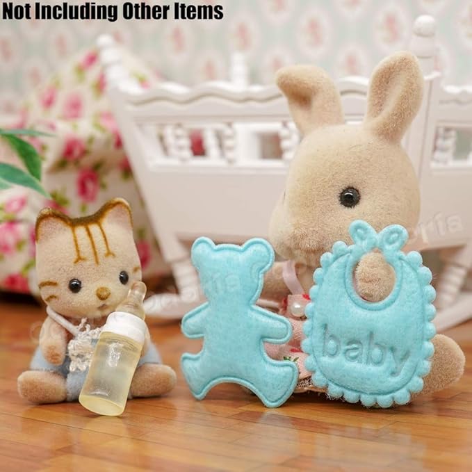 Odoria Dollhouse Nursery Set Miniature: 1/12 Scale Lovely Cute Bedroom Decoration - Mini Figures Fake DIY Craft Props Diorama Accessories Blue