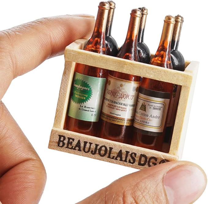 Odoria 1/6 Miniature Wine Holder with 6Pcs Bottles Dollhouse Decoration Accessories