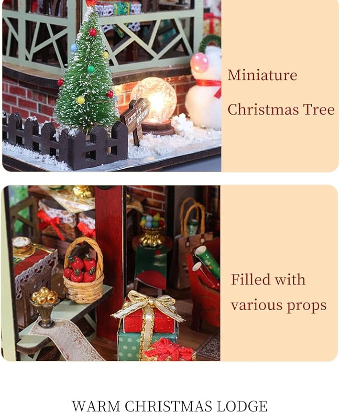 DIY Miniature Book Nook Dollhouse Room Kit for Teens and Adults-Christmas House