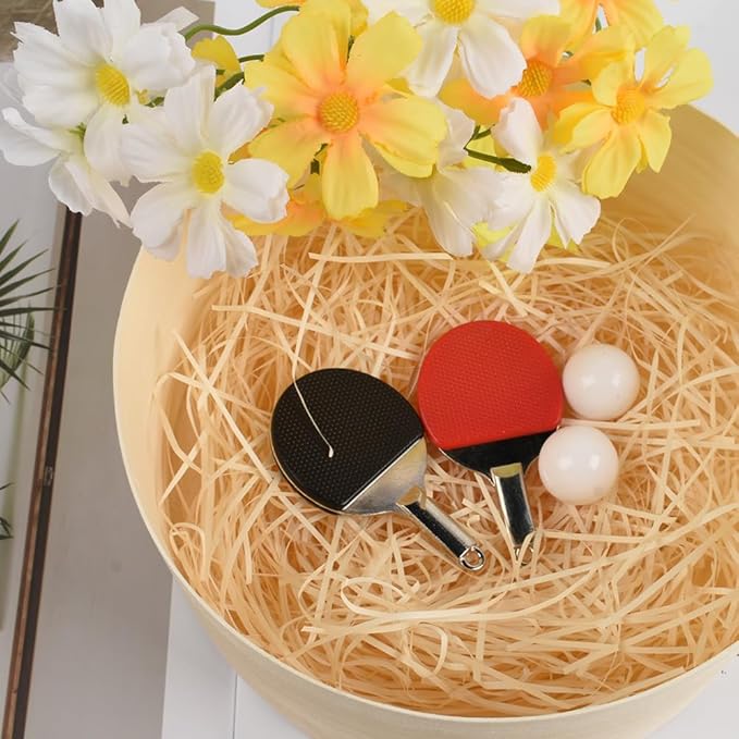 HUIANER Miniatures Table Tennis Racket 10pcs Mini Ping Pong Racket Keychain Dollhouse Accessories Sports Mini Tennis Set Mini Dollhouse Kitchen Fairy Garden Cake Topper Decoration