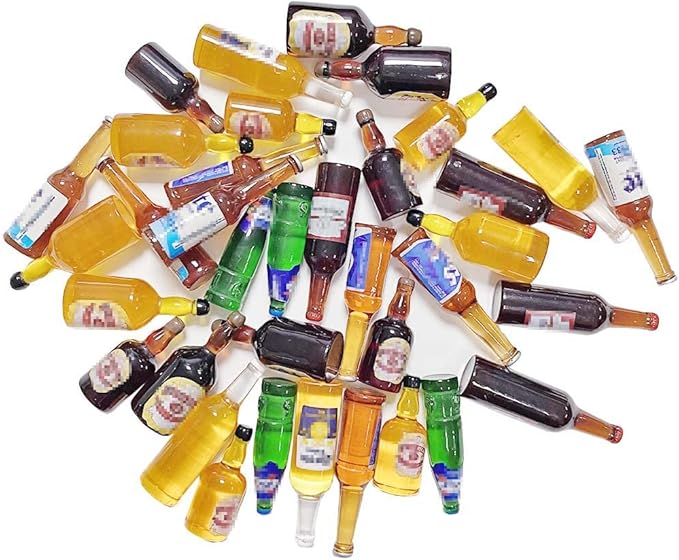 Juland 40PCS Miniature Mini Beer Drinks Decoration Beer Glass Model Mixed Wine Coffee Resin Sets Simulation Instant Model Scene Mini Tableware Dolls House