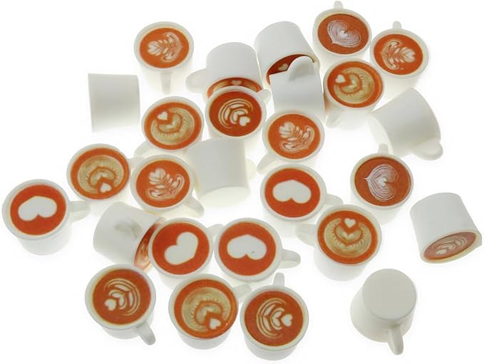 XGNG 30PCS Resin Coffee Latte Art Cup Miniature Dollhouse Accessories Lovely Tableware Desktop Decorations Accessories Crafts Fake Drink Food