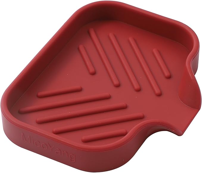 MicoYang Silicone Bathroom Soap Dishes with Drain Spout-Bathroom and Kitchen Sink Organizer,Sponge Holder,Dish Soap Tray,Perfect for Dispenser,Scrubber,Bottle,Cup on Sink or Counter-Red 4.9"×3.2"