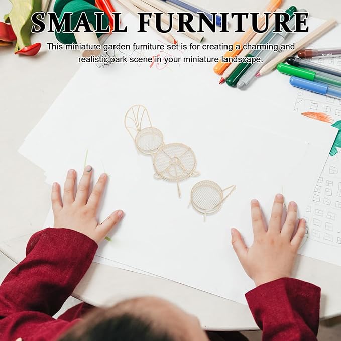 BESPORTBLE Miniature Garden Furniture Set Fairy Garden Accessories Small Table Chair Set Outdoor Decor for Home