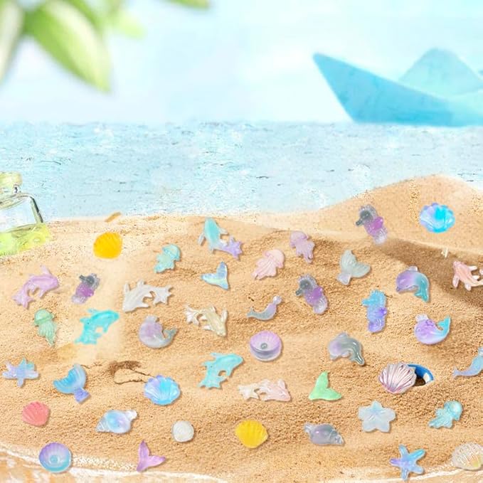220PCS Mini Ocean Animals Resin Micro Ocean Animals Handicraft Micro Suitable for DIY handicrafts, Fairy Garden Dollhouse Micro Garden Greening Fish Tank