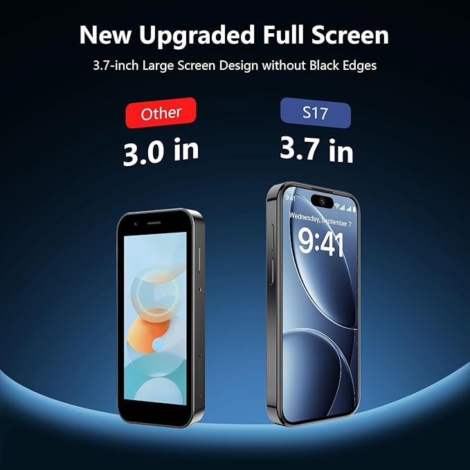 BLKE AIR Mini Phone 4G Unlocked 3+32GB Mini Smartphone with 3.7'' HD Touch Screen 2000mAh Battery Compact Backup World's Smallest Phone for Kids & Students GPS Dual SIM Face ID Orange | 4G Unlocked 3+32GB