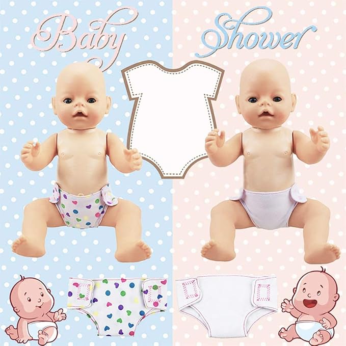 DC-BEAUTIFUL 4 Pcs Diapers, Underwear and 2 Pcs Bibs for 14-18 Inch Baby Dolls, Suitable for Infant Baby Girls Boys