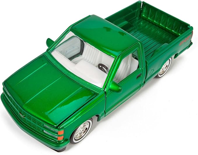 All Star Toys 1992 Silverado 454SS Pickup Lowrider Truck Candy Green 1/24 Diecast Model Motormax Get Low 79036 Exclusive