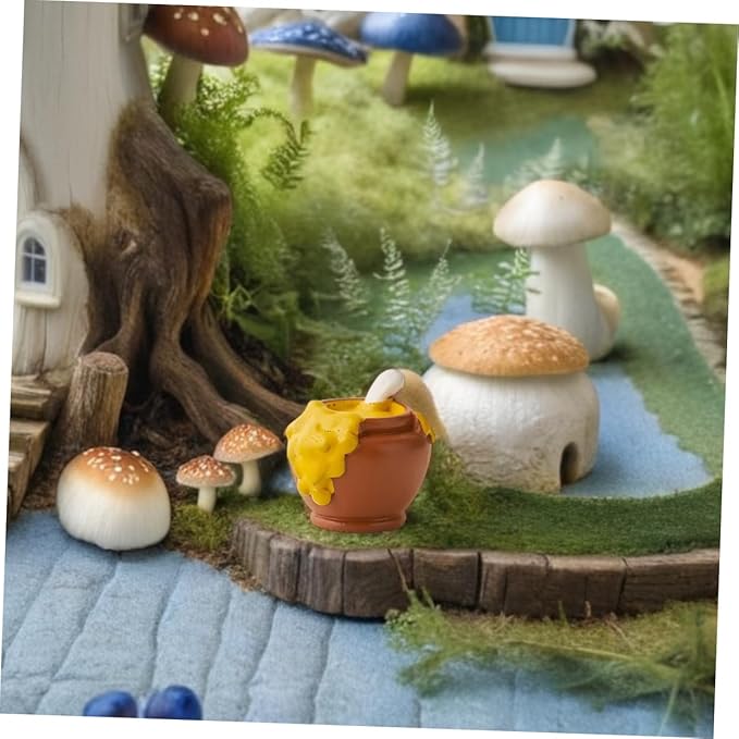 6pcs Miniature Resin Honey Pot Set Adorable Dollhouse Decor for Landscape Decorations Realistic Mini Jars for Creative Scenes and Charming Displays