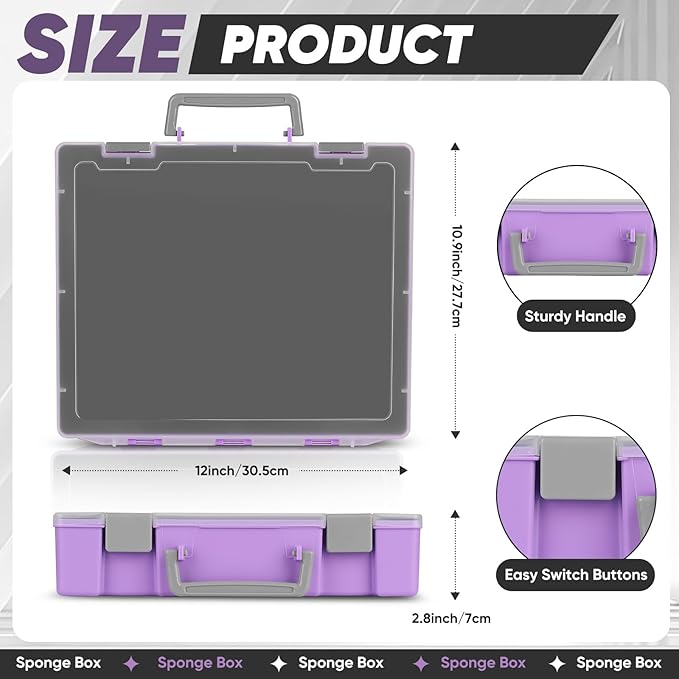 Miniature Storage Carrying Figure Case - 50 Slot Figurine Minature Carrying Case with 2 Foam Layer for Miniatures Compatible with 40k, DND & More (Purple)