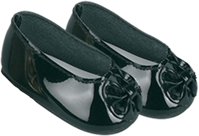 Sophia's Faux Patent Leather Dress Shoes with Upper Bow Detail for 18 Inch Dolls, Black