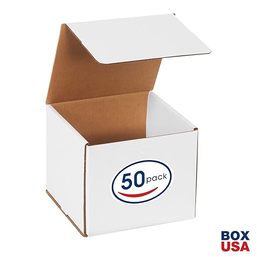 Box USA BM776 7"L x 7"W x 6"H, White (Pack of 50)