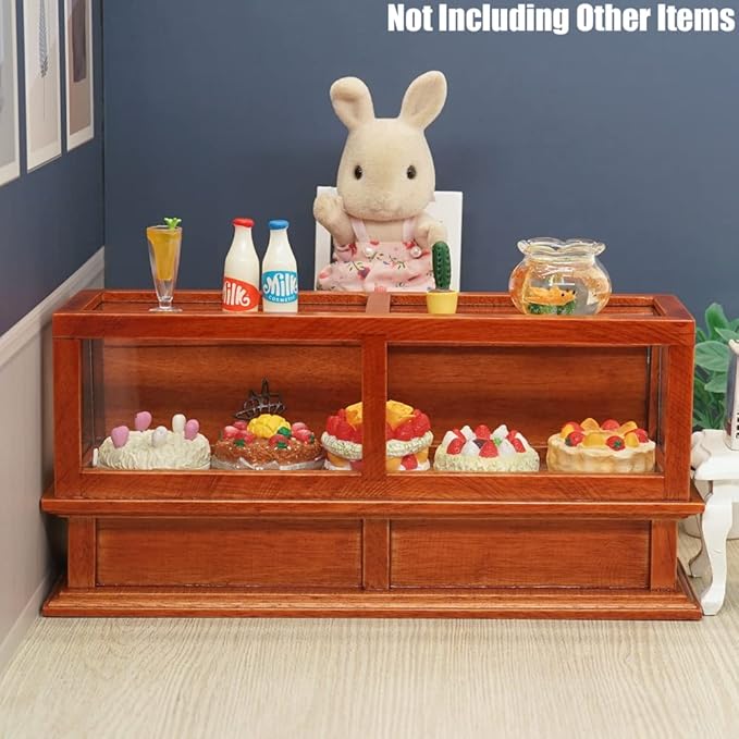 Odoria 1/12 Miniature Bakery Display Case Dollhouse Furniture Accessories, Brown