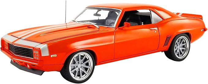 1969 Chevy Camaro Restomod Custom Hugger Orange with Silver Stripes Limited Edition to 800 Pieces Worldwide 1/18 Diecast Model Car by Acme A1805720