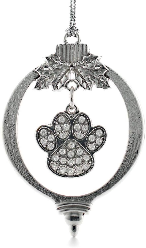 Inspired Silver - Paw Print - Silver Christmas Ornament - Unique Charm Christmas Tree Ornament - Holiday Hanging Decoration